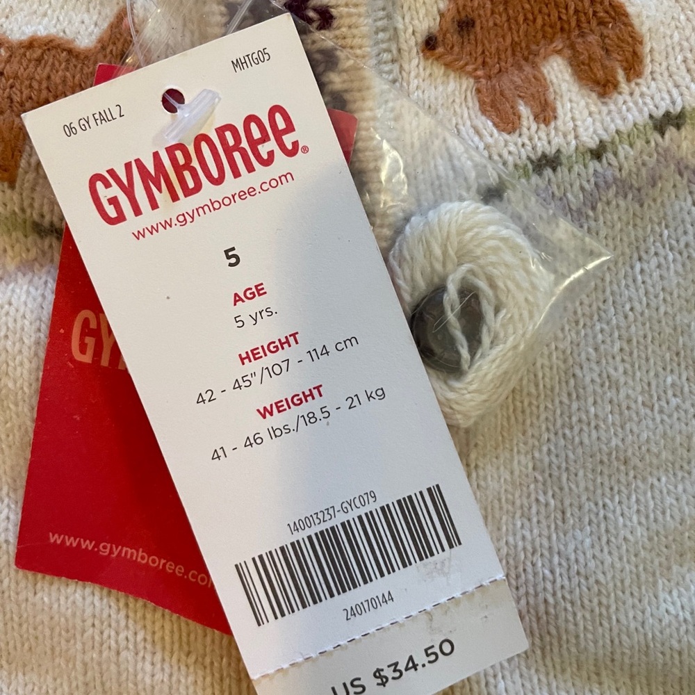Gymboree Autumn Highlands Ivory Fox Cardigan Sweater Size 5 NWT (2006) - Picture 5 of 8